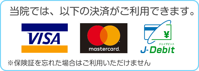 クレジットカード VISA、mastercard、J-Debit